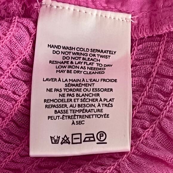 Free People Women’s Chloe Smocked Tie Neck Cotton Top in Pink Aurora Size XS - Picture 7 of 8